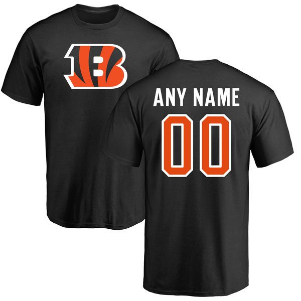 Men Cincinnati Bengals NFL Pro Line Black Any Name and Number Logo Custom T-Shirt->->Sports Accessory